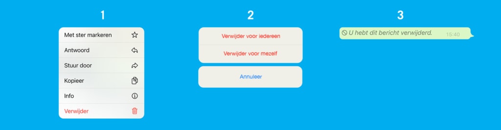 hoe whatsapp bericht verwijderen