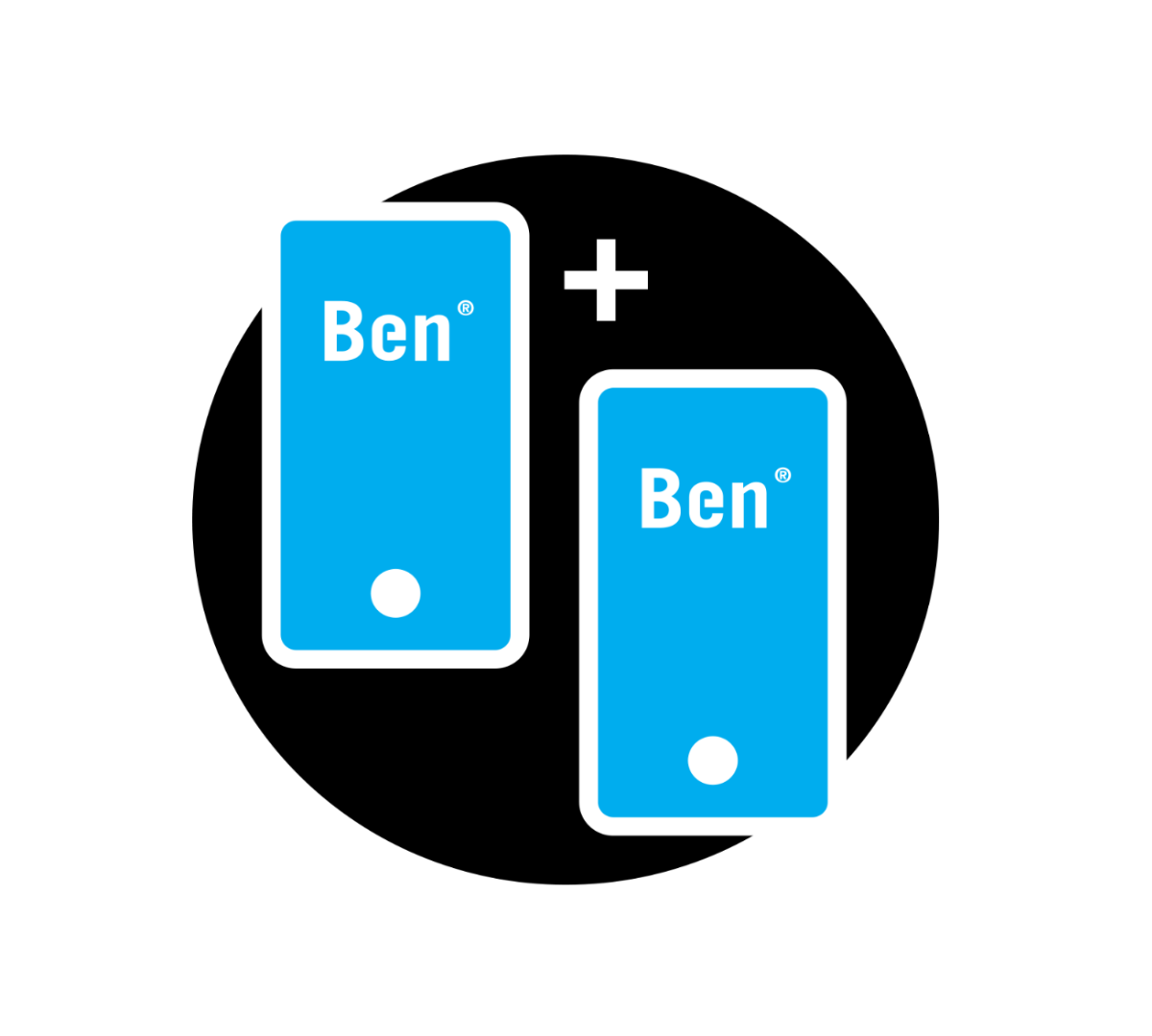 2 mobiele telefoons met Ben logo